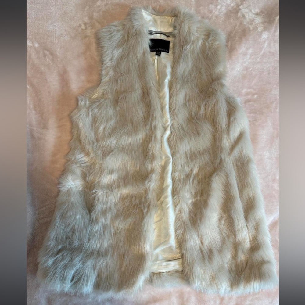 Off white faux fur vest